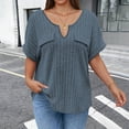 thumbnail image 1 of Fengqque Women Plus Size Tops V Neck Short Sleeve Shirts Summer Brushed Ribbed Brushed Ribbed T-shirt Gray XXXL(XXXL), 1 of 5
