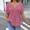 thumbnail image 1 of Fengqque Women Plus Size Tops V Neck Short Sleeve Shirts Summer Brushed Ribbed Brushed Ribbed T-shirt Hot Pink XXXXL(XXXXL), 1 of 5