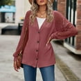 thumbnail image 1 of Fengqque Women’S Autumn And Winter Long Sleeve Solid Color Loose Button Lace Patchwork Cardigan Top, 1 of 5