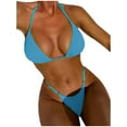 thumbnail image 1 of Fengqque Women Sexy Solid Bandage Bikini Set Push-Up Pad Swimwear Swimsuit Beachwear, 1 of 7