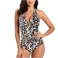 thumbnail image 1 of Fengqque Women Sexy Solid With Chest Pad Without Underwire Bikini Deep V One-Piece Swimsuit, 1 of 8