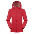 thumbnail image 1 of Fengqque Women Solid Rain Outdoor Plus Waterproof Hooded Raincoat Windproof Jacket Coat, 1 of 2