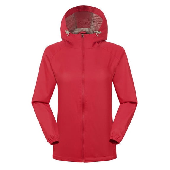 Fengqque Women Solid Rain Outdoor Plus Waterproof Hooded Raincoat Windproof Jacket Coat