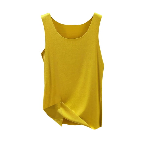 Fengqque Women Tank Summer Solid Color Round-Neck Sleeveless Casual Tunic Blouse