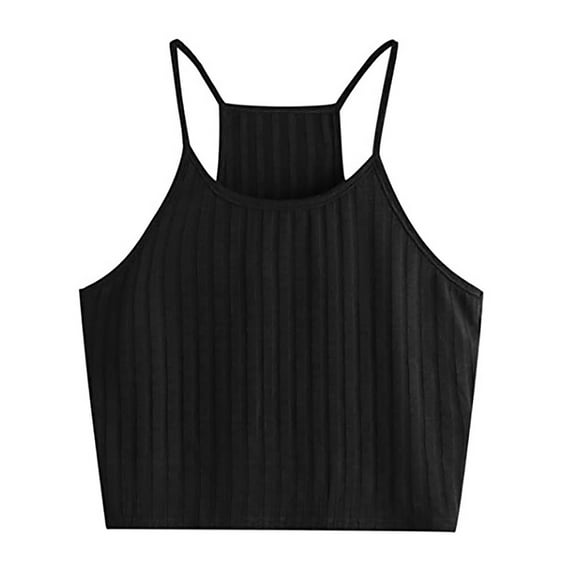 Fengqque Women Tops Color Sleeveless Pullover Vest Tank Crop Shirts