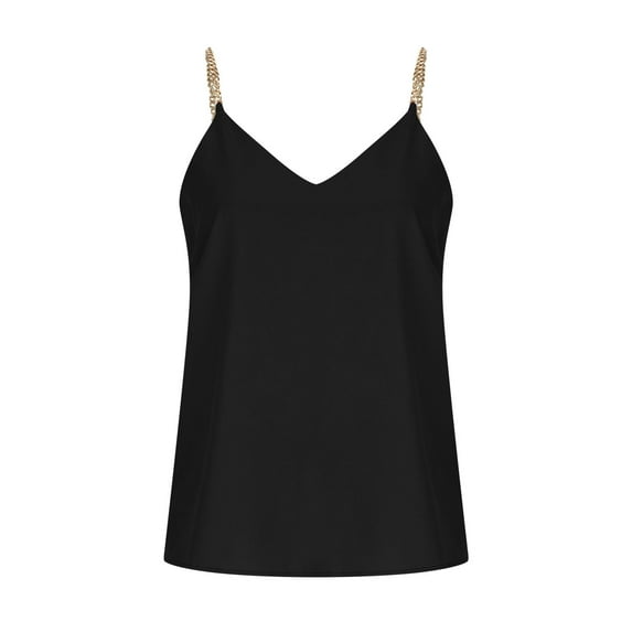 Fengqque Women Tops Sexy Chain Suspender Vintage Summer V Neck Sleeveless Tank Tops Blouse