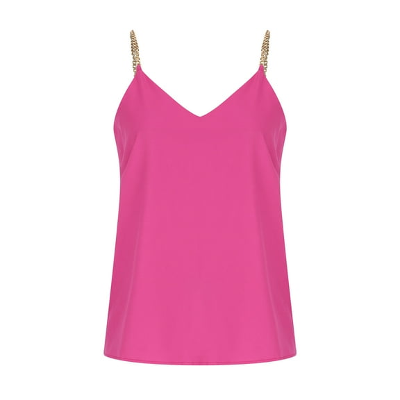 Fengqque Women Tops Sexy Chain Suspender Vintage Summer V Neck Sleeveless Tank Tops Blouse