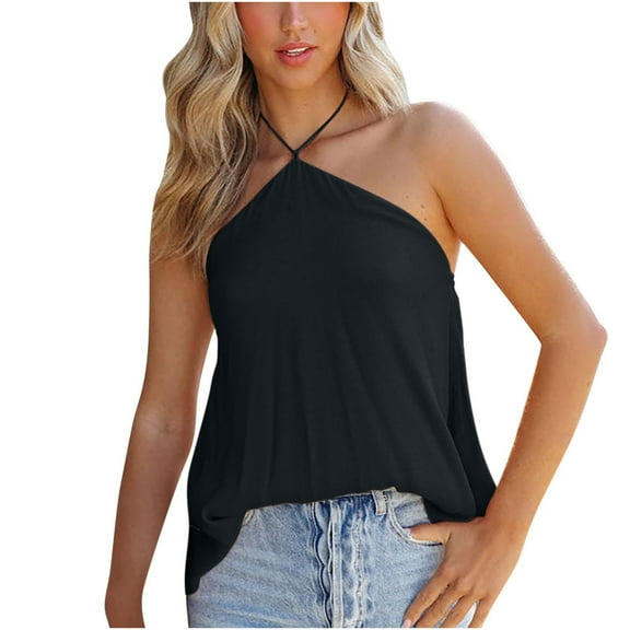 Fengqque Women Tops Sexy Suspender Solid Color Summer V Neck Sleeveless Tank Tops Blouse