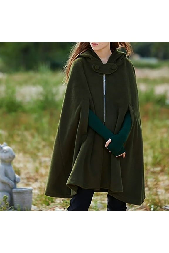 Women Trench Coat Open Front Cardigan Jacket Coat Shawl Cape Cloak Mantle Plus