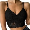 thumbnail image 1 of Fengqque Women Vest Crop Wireless Bra Lingerie Sexy V-Neck Solid Lace Underwear Camisole, 1 of 5