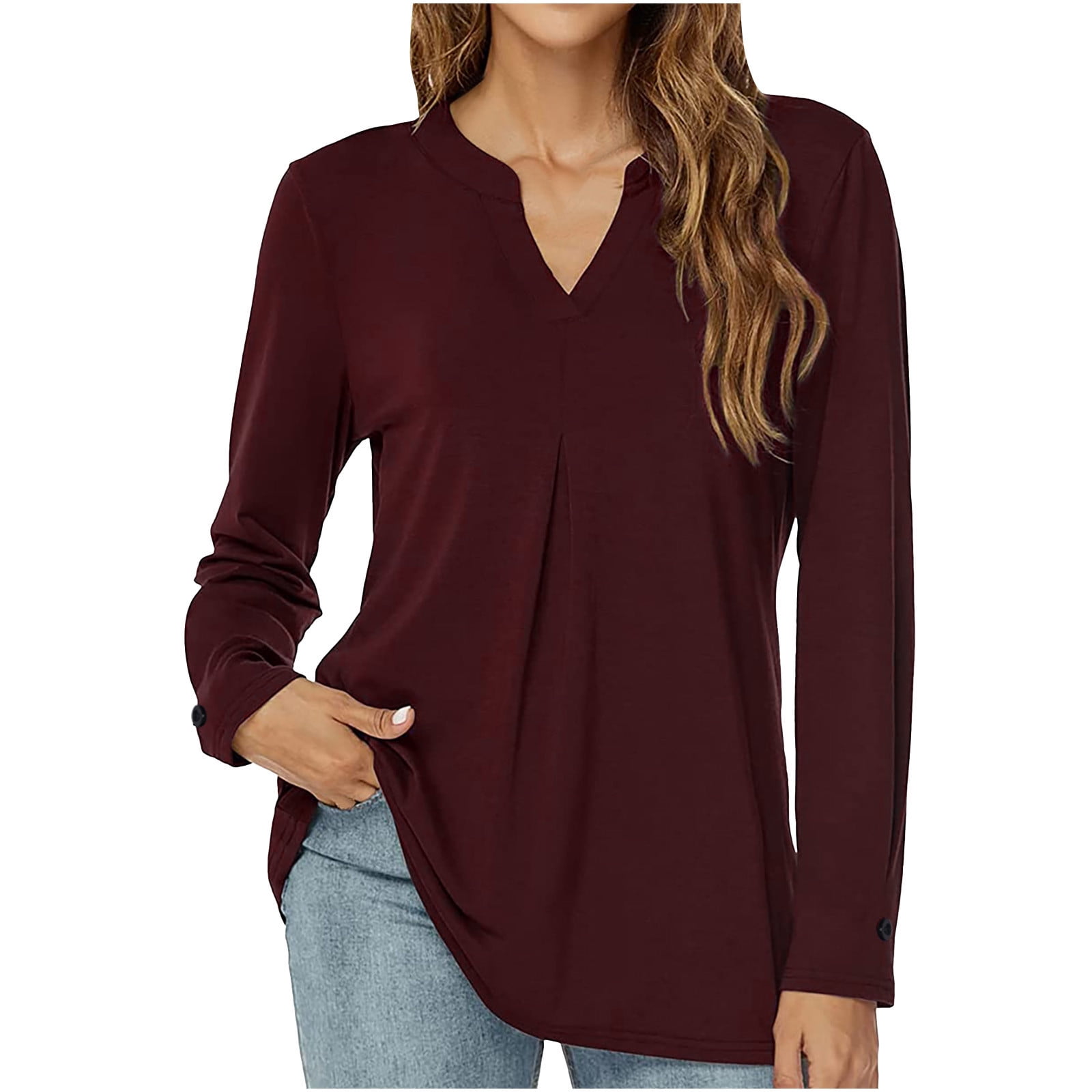 Ladies Autumn and Winter Long Sleeve Solid Color V Neck,Today Show