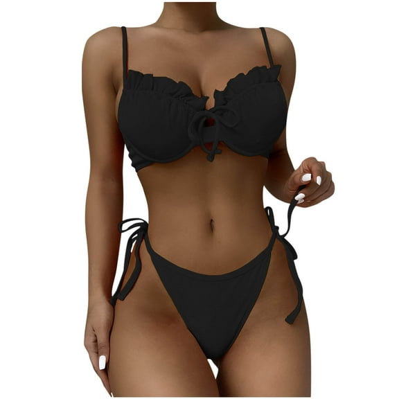 Fengqque Women's Bikini Sets Sexy Swimming Bathing Adult Two Piece Swimsuit Bathing Suit