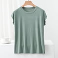 thumbnail image 1 of Fengqque Women's Cap Sleeve Crew Neck T-shirt Solid Regular Fit Casual Breathable T Shirt for Women Green 8(L), 1 of 9