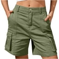 thumbnail image 1 of Fengqque Women's Cargo Shorts Quick Dry Athletic Button Shorts Loose Straight Shorts with Pockets Women's Shorts Green XXL, 1 of 7