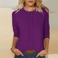 thumbnail image 1 of Fengqque Women's Casual 3/4 Sleeve T-Shirts Round Neck Tunic Tops Basic Tees Blouses Loose Fit Pullover Purple L(L), 1 of 7
