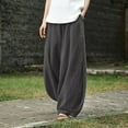 thumbnail image 1 of Fengqque Women's Casual Cotton Linen Baggy Pants with Elastic Waist Wide-leg Relax Fit Lantern Trouser with Pockets Gray 10(XL), 1 of 3