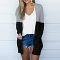 thumbnail image 1 of Fengqque Women's Casual Patchwork Blouse Cardigan Long Sleeve With Pocket Tops Coat, 1 of 5