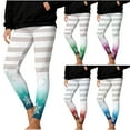 thumbnail image 1 of Fengqque Women's Christmas Leggings Striped Snowflake Printed High Waisted Tights Trendy Workout Yoga Pants Sky Blue XL(XL), 1 of 9