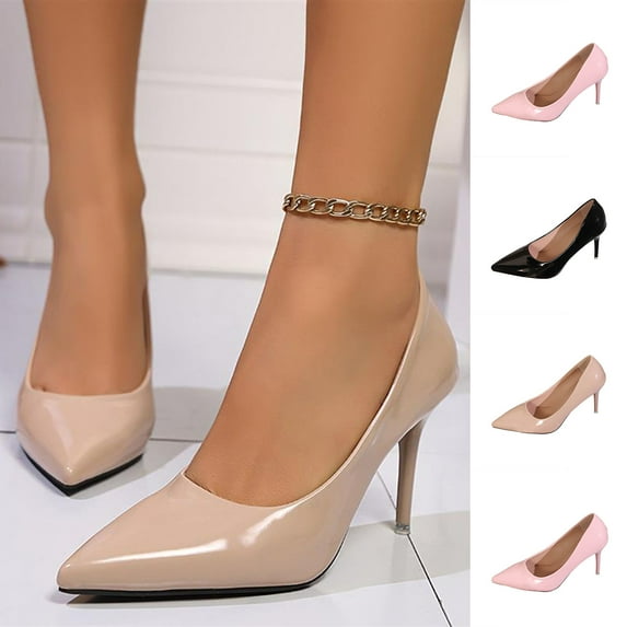 Fengqque Women's Closed Toe High Heels Dress Pointed Toe Wedding Classic Pumps Daily Shallow Mouth Shoes Stilettos Pink 9.5(43)