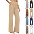 thumbnail image 1 of Fengqque Women's Cotton Linen Pants Loose Straight Leg Elasticity Solid Color Trousers with Pockets White XL(XL), 1 of 7