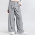 thumbnail image 1 of Fengqque Women's Fashion Casual Elastic Waist Loose High Waist Wide Leg Pants Casual Business Pants Gray M(M), 1 of 7
