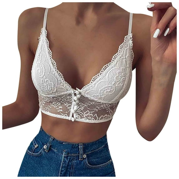 Fengqque Women's Fashion Lace Floral Bralette Sexy Sleeveless Crop Tops Bras