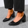 thumbnail image 1 of Fengqque Women's High Chunky Block Closed Toe Heels,Slip On Pointed Toe Work Dress office Wedding Party Pumps Shoes Black 9(42), 1 of 9