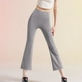 thumbnail image 1 of Fengqque Women's High Waist Slim Fit Cropped Pants Flared Pants Solid Color Leisure Daily Fitness Pants Gray XXL(XXL), 1 of 9