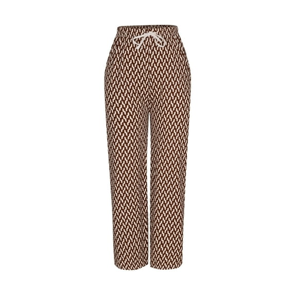 Fengqque Women's High Waisted Drawstring Straight Leg Wide Leg Pants