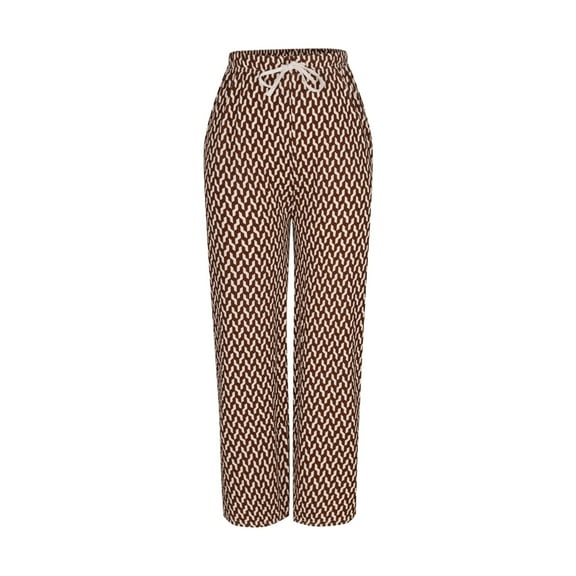 Fengqque Women's High Waisted Drawstring Straight Leg Wide Leg Pants