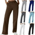 thumbnail image 1 of Fengqque Women's High Waisted Elastic Waistband Straight Leg Sweatpant Comfy Sweat Pants Pocket Casual Pant White 10(XL), 1 of 8