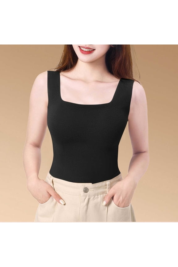 Women's Keep Warm Velvet Fleece Solid Color Sleeveless Suspenders Tight-fitting Vest Black L(L)