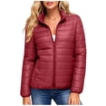 thumbnail image 1 of Fengqque Women’s Lightweight Quilted Puffer Jacket, Stand Collar Full Zip Long Sleeve Packable Casual Winter Outerwear with Side Pockets, 1 of 6