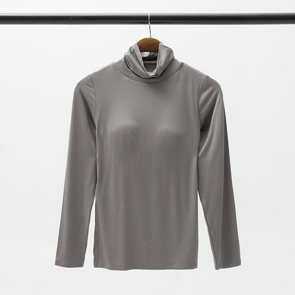 Fengqque Women's Long Sleeve Shirts V-neck Color Blocked Tunic Tops Dressy Casual Basic Tees Blouse Loose Fit Dark Gray M(M)