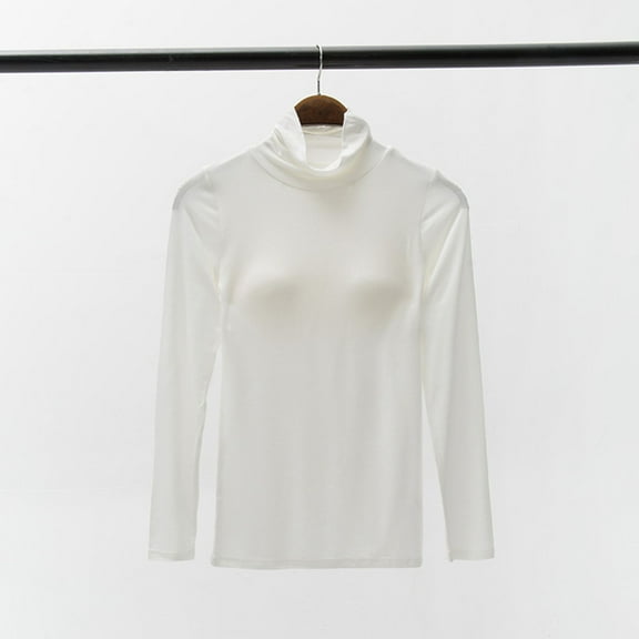 Fengqque Women's Long Sleeve Shirts V-neck Color Blocked Tunic Tops Dressy Casual Basic Tees Blouse Loose Fit White L(L)