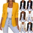 thumbnail image 1 of Fengqque Women’s Notched Lapel Single Button Blazer Long Sleeve Loose Relaxed Fit Solid Color office Casual Suit Jacket Yellow XL, 1 of 6