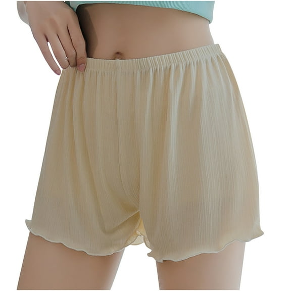 Fengqque Women's Pants Summer Solid Color Stretch Beach Shorts Large Size Cotton Linen Pants Leggings High Rlasticity Large Size Half Pants Can Be Worn Externally Slim Fitting Leggings S-4XL