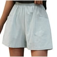 thumbnail image 1 of Fengqque Women's Pants Summer Solid Color Stretch Beach Shorts Large Size Cotton Linen Pants Loose Wide Leg Pants High Waist Straight Pants Cotton Linen Shorts S-4XL, 1 of 4