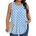 thumbnail image 1 of Fengqque Women's Plus Size Round Neck Tank Tops Polka Dot Printing Loose Sleeveless Basic Tee Tanks Light Blue L(L), 1 of 6