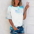 thumbnail image 1 of Fengqque Women's Plus Size Short Sleeve Round Neck Gradient Printed Loose Casual T-shirt Fashionable Daily Tops Blue 14(XXXL), 1 of 5
