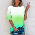 thumbnail image 1 of Fengqque Women's Plus Size Short Sleeve Round Neck Gradient Printed Loose Casual T-shirt Fashionable Daily Tops Mint Green 12(XXL), 1 of 5