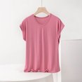 thumbnail image 1 of Fengqque Women's Plus Size Short Sleeve V-neck Modal Loose T-shirt Fashion Casual Solid Color Top Red XXXXL(XXXXL), 1 of 6