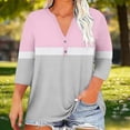 thumbnail image 1 of Fengqque Women's Plus Size V Neck T Shirts 3/4 Length Sleeve Tops Loose Fit Casual Dressy Blouses Tees Gray L(L), 1 of 5