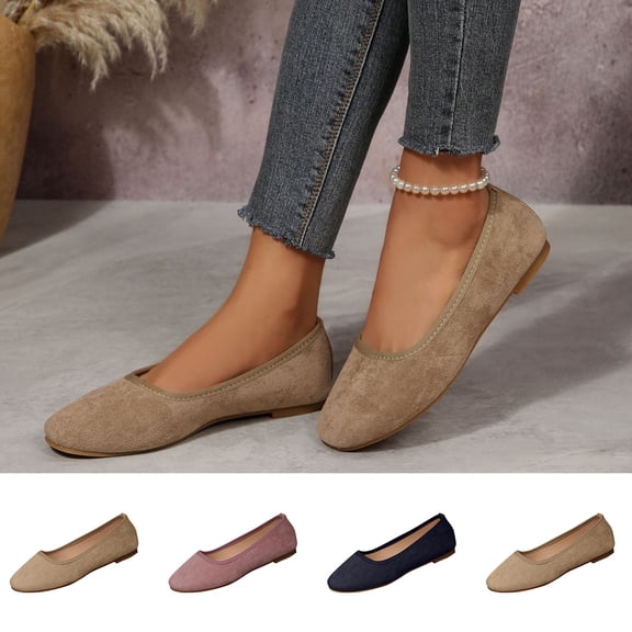 Fengqque Women's Pointy Toe Loafer Flat Comfortable Work Shoes Cute Penny Loafer Slip On Ballet Flat Pink 9.5(43)