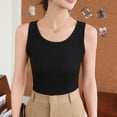thumbnail image 1 of Fengqque Women's Round Neck Basic Racerback Camisole Rib-Knit Slim Fit Solid Sleeveless Tank Tops Black L(L), 1 of 7