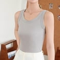 thumbnail image 1 of Fengqque Women's Round Neck Basic Racerback Camisole Rib-Knit Slim Fit Solid Sleeveless Tank Tops Gray L(L), 1 of 7