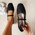 thumbnail image 1 of Fengqque Women's Round Toe Loafer Flat Comfortable Mesh Fabric Work Shoes Penny Loafer Slip On Ballet Flat Black 5.5(36), 1 of 9
