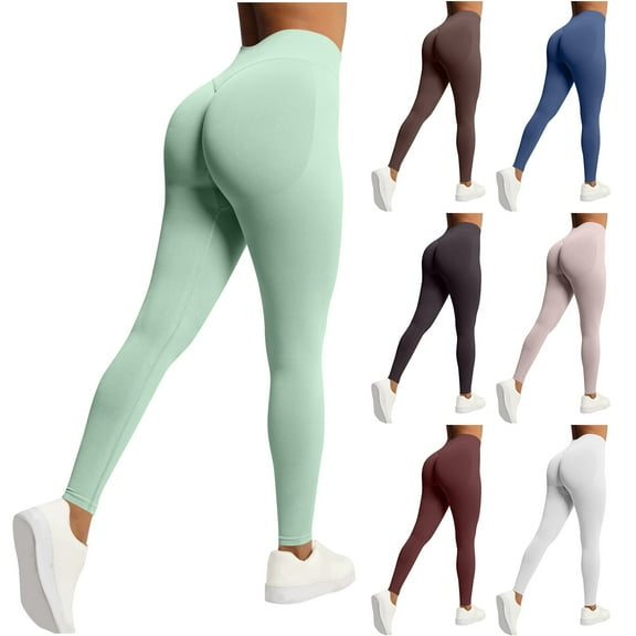 Fengqque Women's Seamless Workout Leggings High Waist Butt Lifting Yoga Pants Tummy Control Gym Activewear for Run Fitness Pink XS(XS)