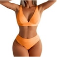 thumbnail image 1 of Fengqque Women's Sexy Bikini Solid Set Swimsuit Two Piece Filled Bra Swimwear Beachwear, 1 of 9