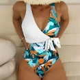 thumbnail image 1 of Fengqque Women's Sexy Print Halter Split Three-Piece High Waist Beachwear Set, 1 of 9